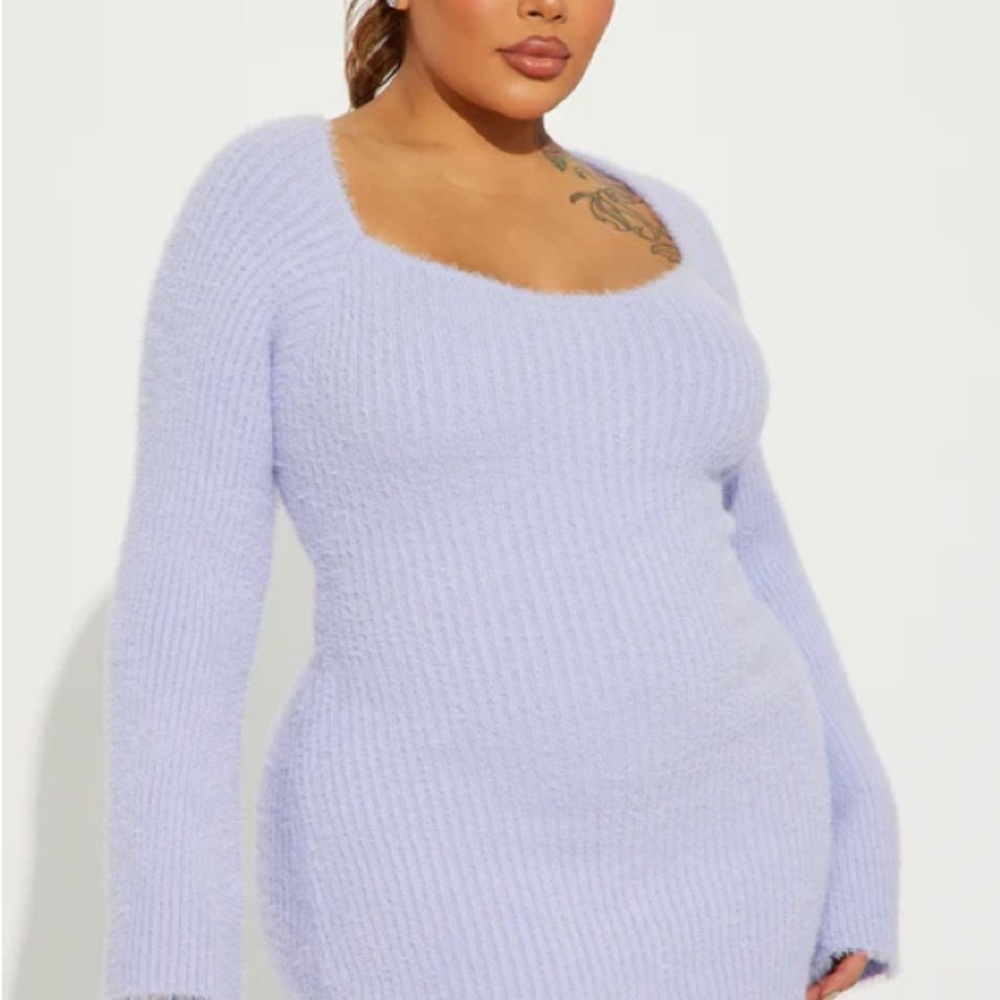 Cozy Lavender Knit Sweater Dress